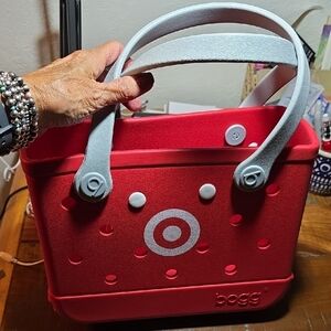 BOGG BAG Red Tote with White Handles